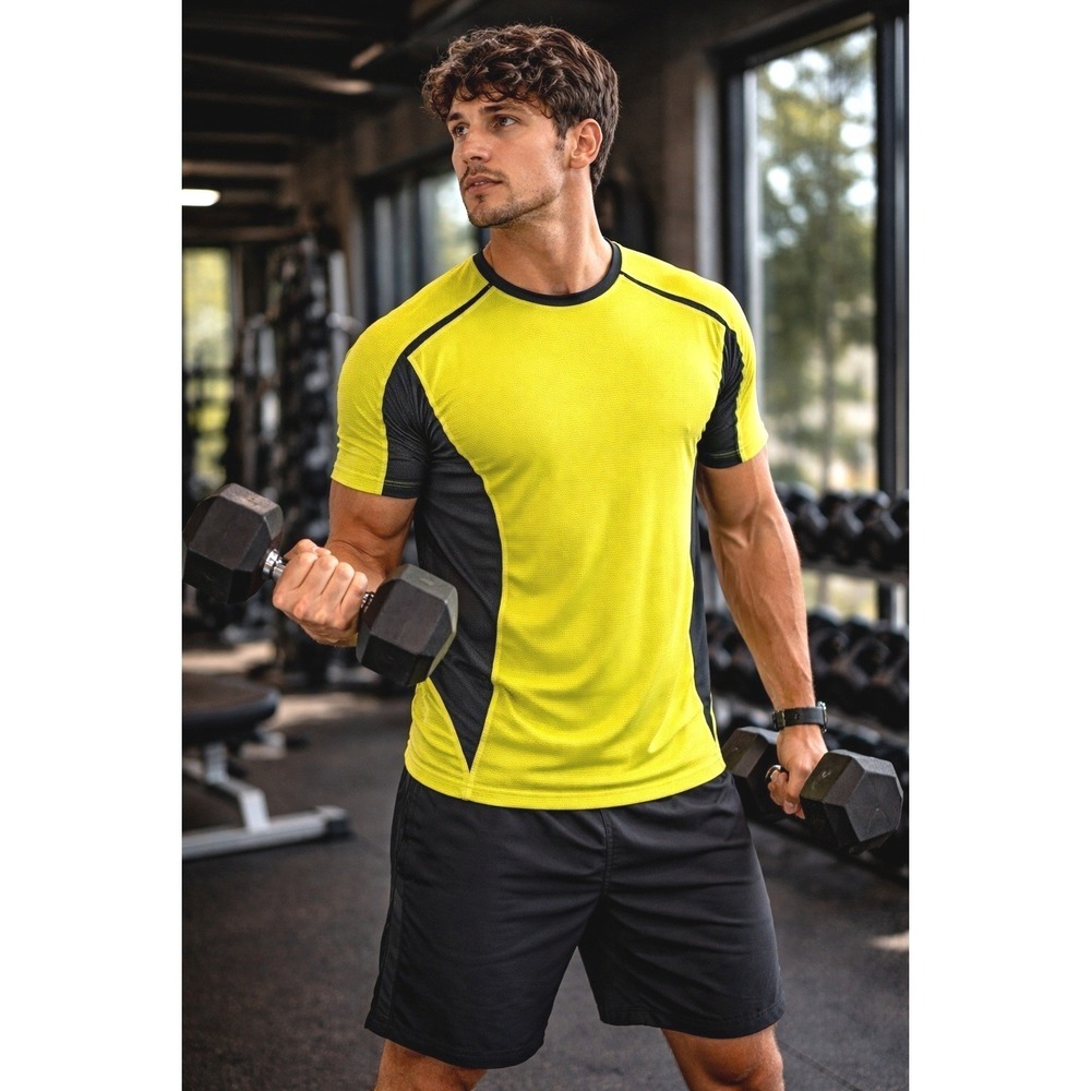 Lululemon Tech Metal Vent‎ Shirt Mens Large Neon Yellow Gray Short Sleeve Gym